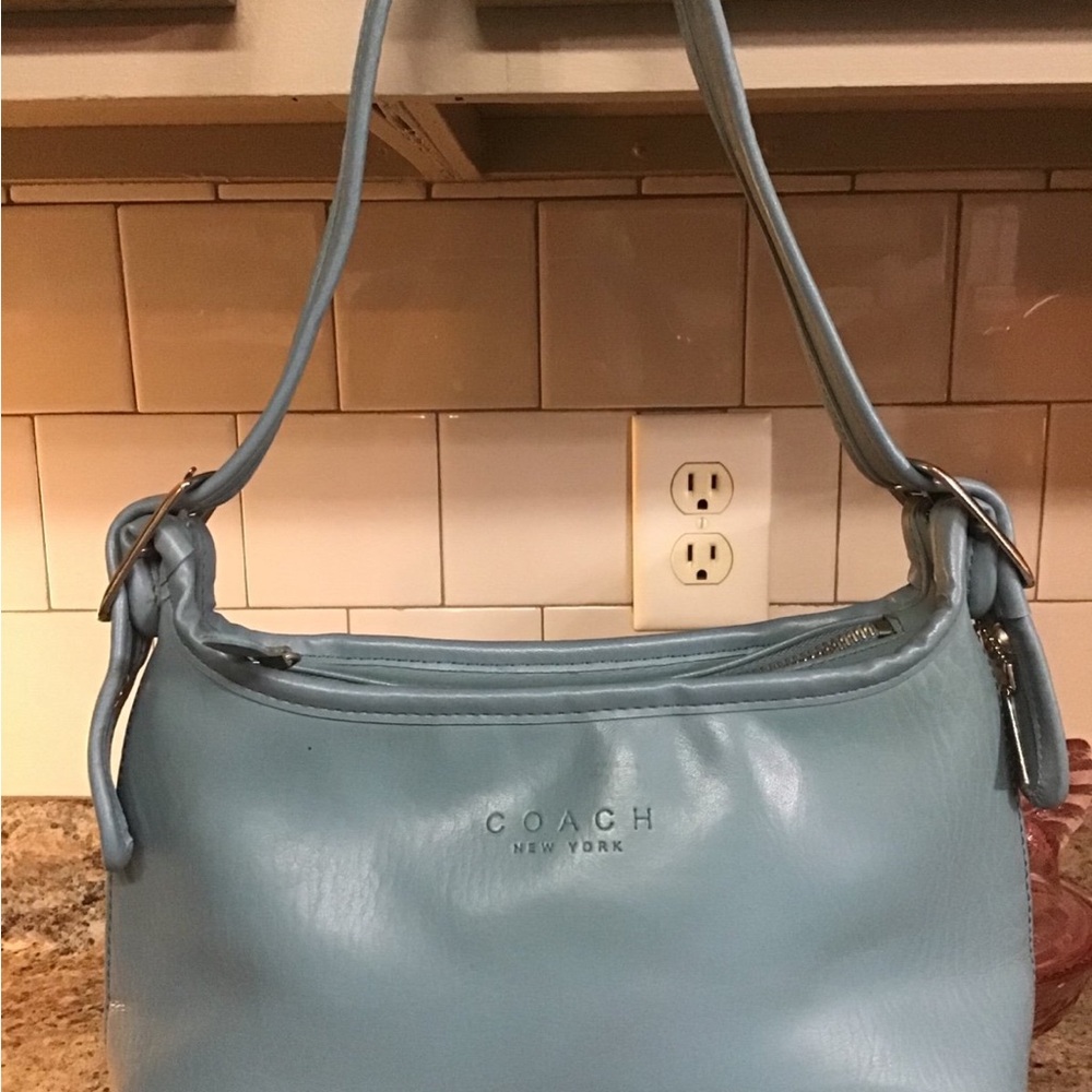 Coach Blue Leather Shoulder Bag SoHo Hampton